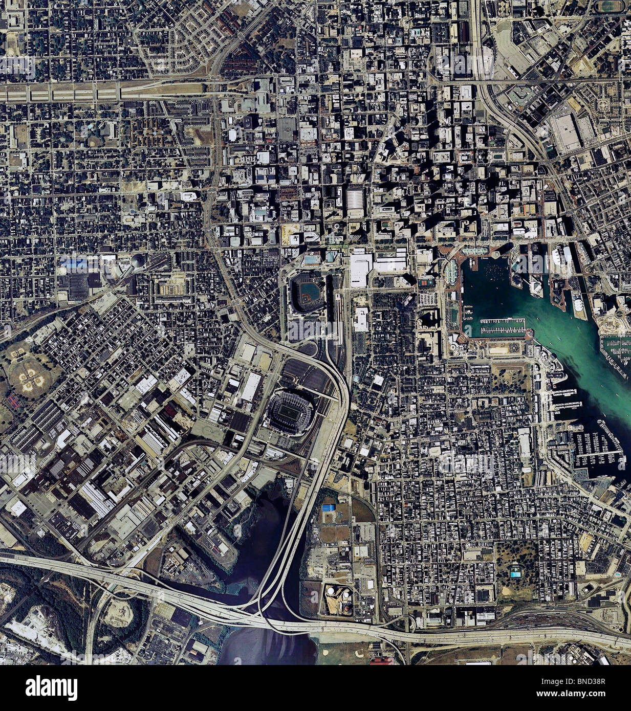 Carte aérienne voir au-dessus de Baltimore Maryland Banque D'Images