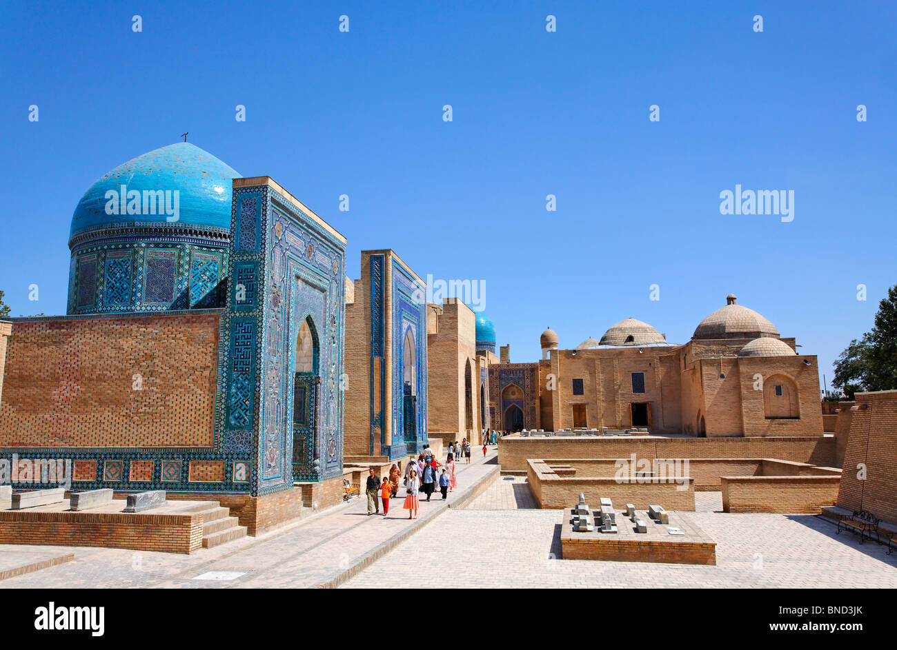 Shah-i-Zindi, l'avenue des mausolées, Samarkand, Ouzbékistan Banque D'Images