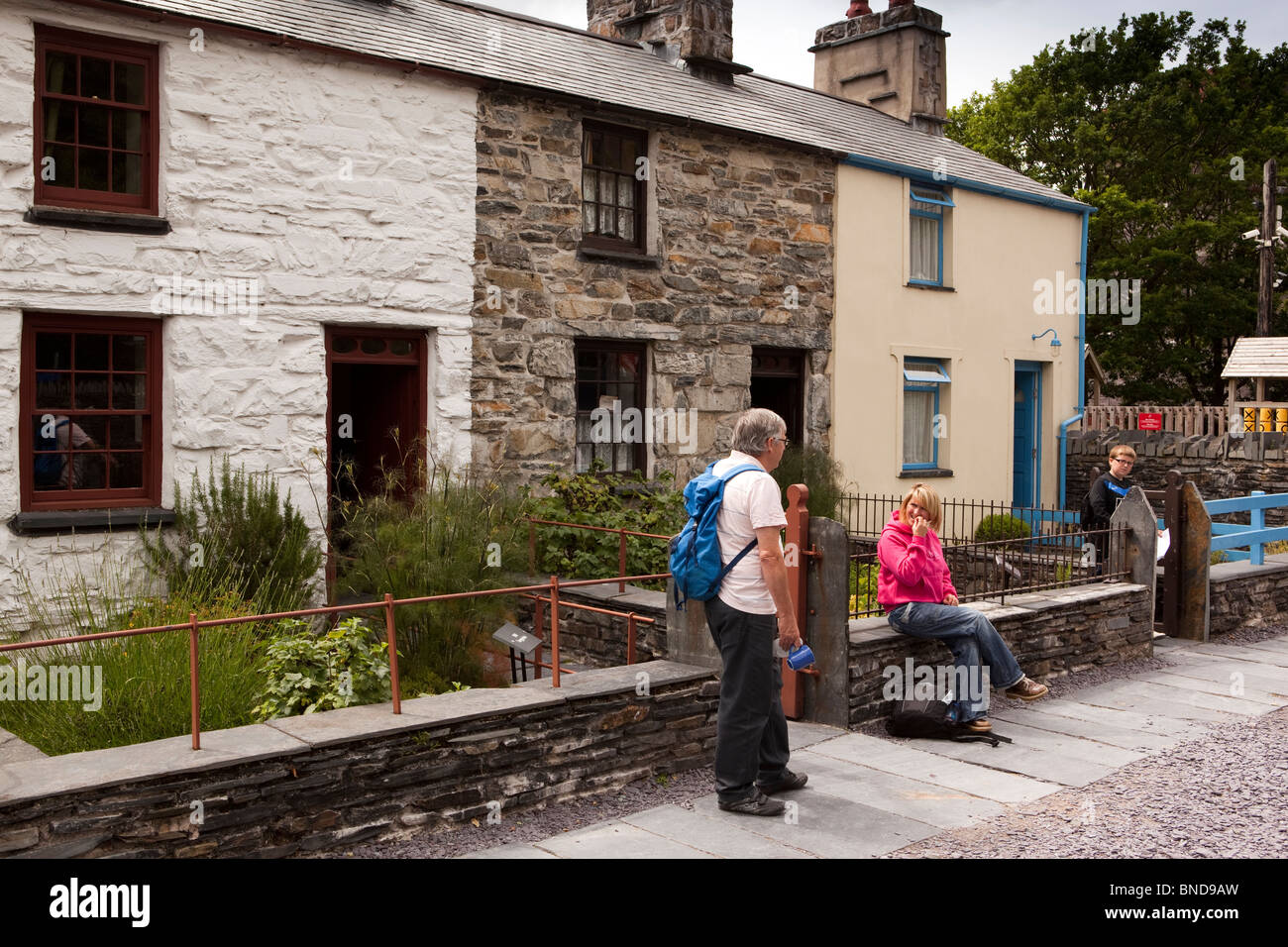 Royaume-uni, Pays de Galles, Snowdonia, Llanberis, National Slate Museum de courriers, les maisons de carriers, de Blainau Ffestiniog Banque D'Images