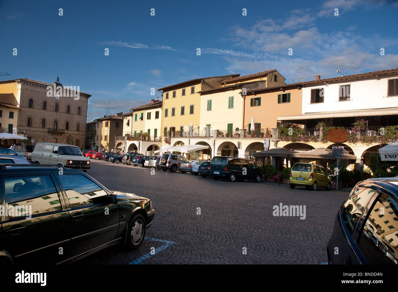 La place de la ville de Greve in Chianti, Toscane, Italie Banque D'Images