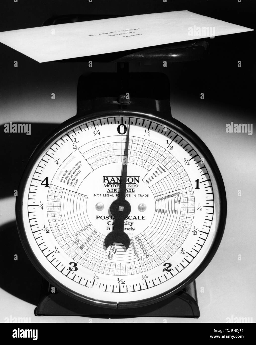 Close-up d'une lettre sur une échelle de poids Banque D'Images