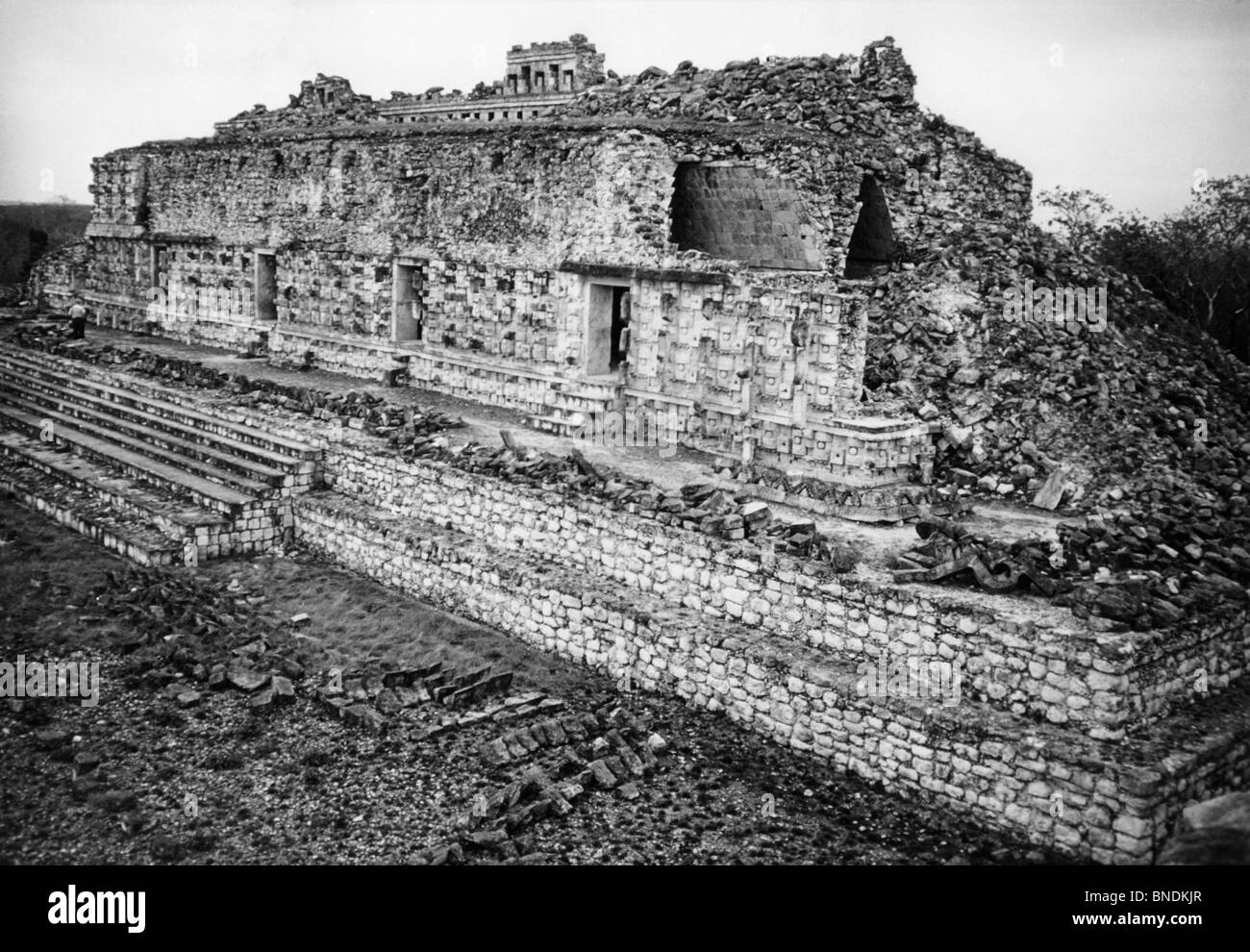 Temple de la kabah masques maya (Mexique) Banque D'Images