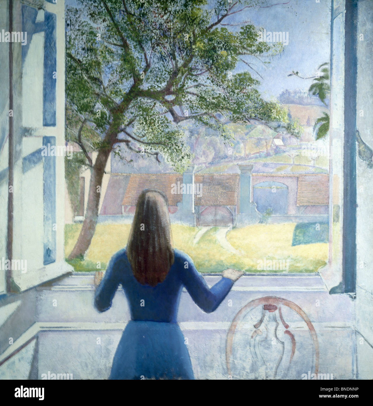 Jeune fille de fenêtre par Balthus, huile sur toile, (1908-2001), 1957, Collection Privée Banque D'Images