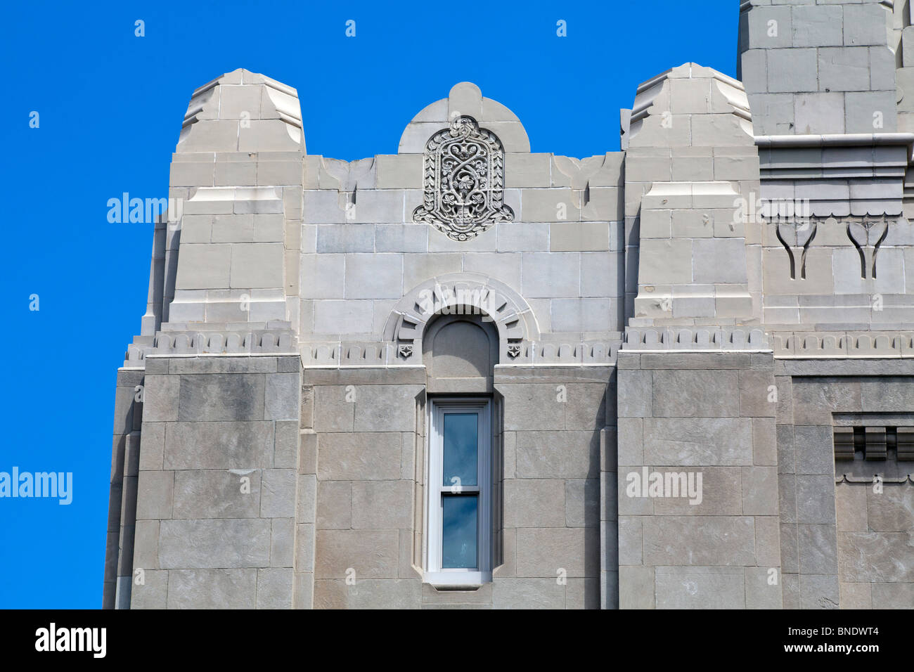 Détail de façade latérale de Rodeph Shalom Synagogue, 607-615 N. Broad Street., Philadelphia, Pennsylvania, USA Banque D'Images