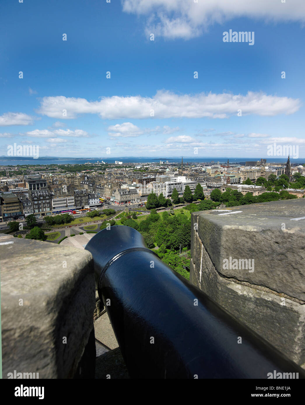 La vue depuis le château d'Edinburgh, Édimbourg, Écosse à plus de Princes Street et la Nouvelle Ville Banque D'Images