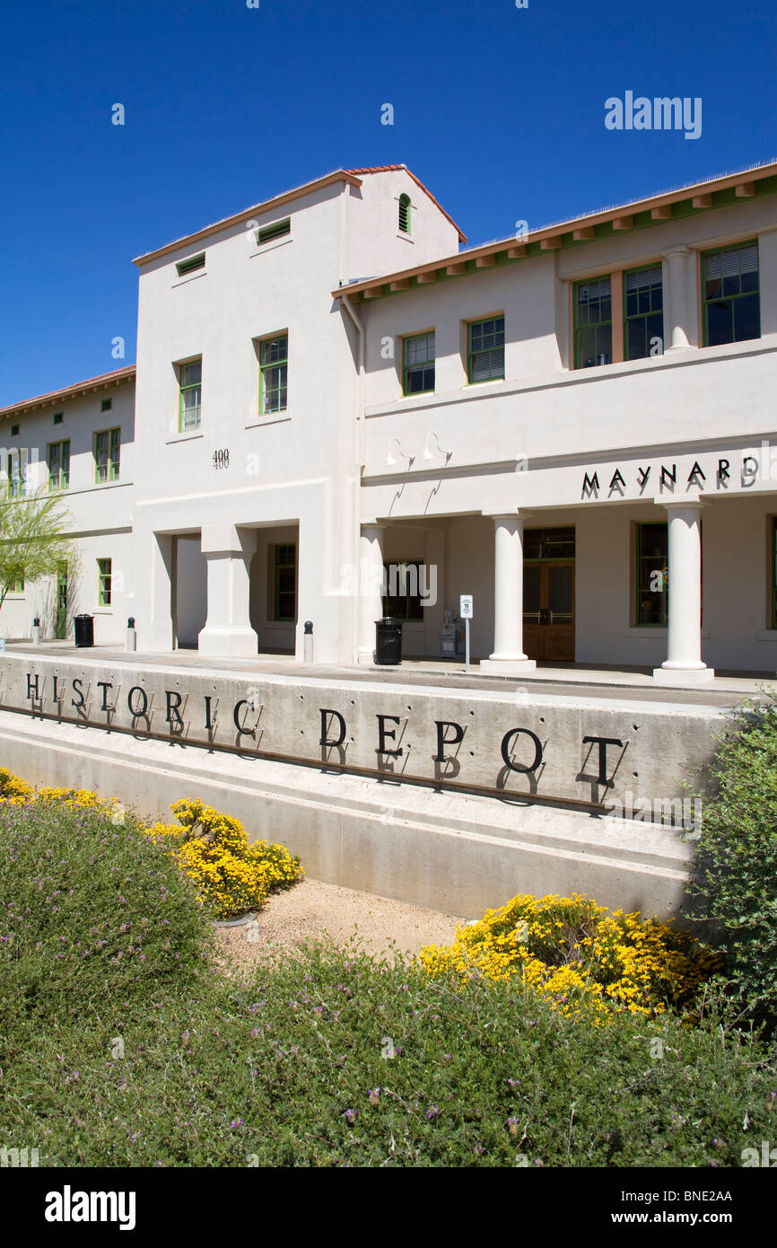 Façade d'une gare ferroviaire historique, le dépôt historique, Tucson, comté de Pima, Arizona, États-Unis Banque D'Images