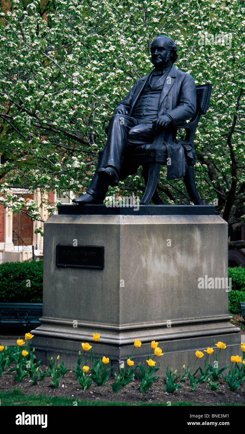 USA, Maryland, Baltimore, George Peabody Statue Banque D'Images