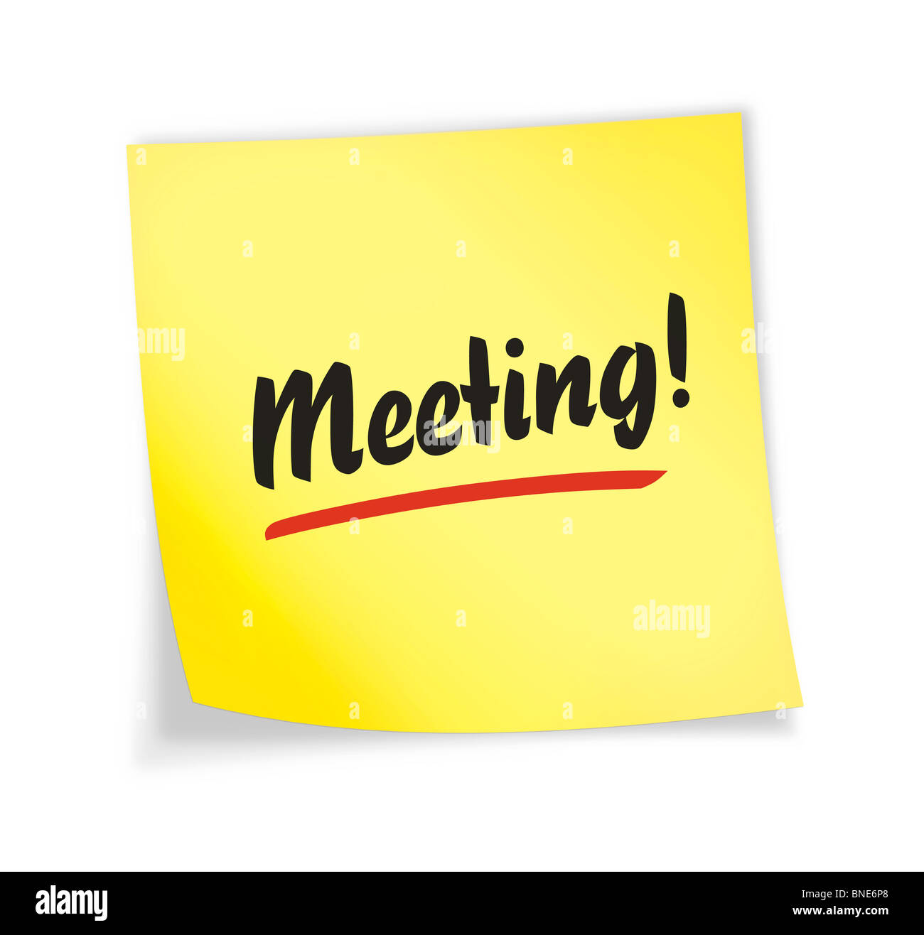 Yellow sticky note 'réunion', 3d illustration Banque D'Images