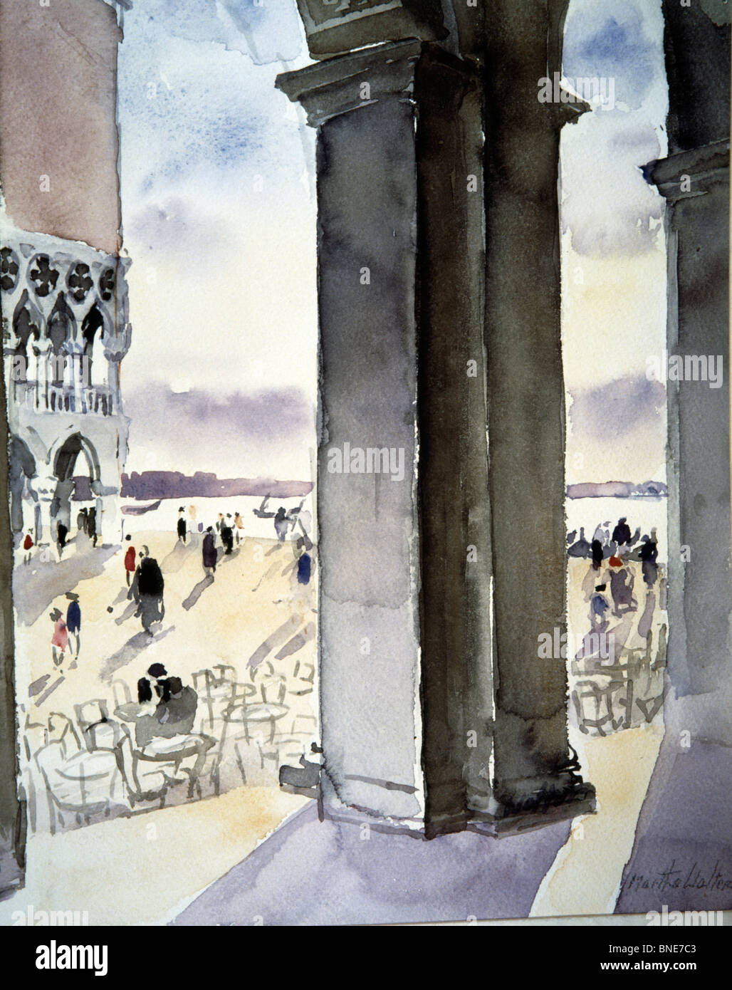 Italie Venise au carré par Martha Walter aquarelle 1930 (1875-1976) USA Pennsylvania Philadelphie David Banque D'Images
