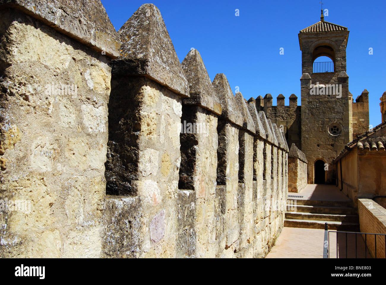 Palace Forteresse des Rois Chrétiens - anciens remparts, Córdoba, Cordoue, Andalousie, province de l'Espagne, l'Europe de l'Ouest. Banque D'Images