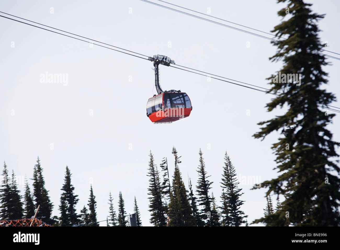 En gondole à Whistler ski resort. Banque D'Images