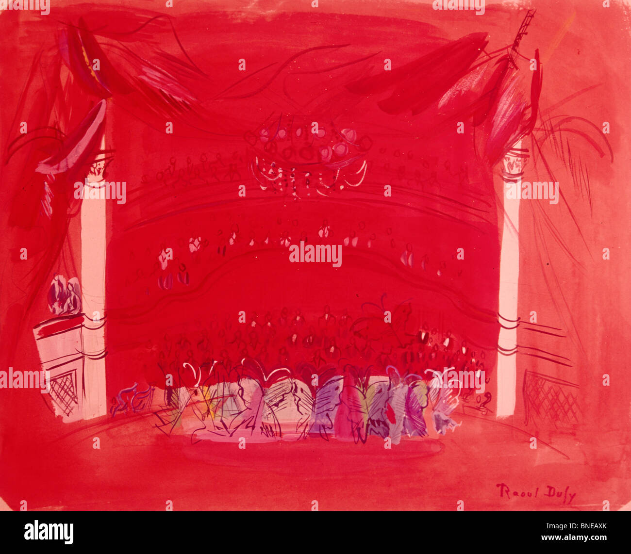 Théâtre de l'intérieur, vue de l'audience et les joueurs, par Raoul Dufy, 1877-1953 Banque D'Images