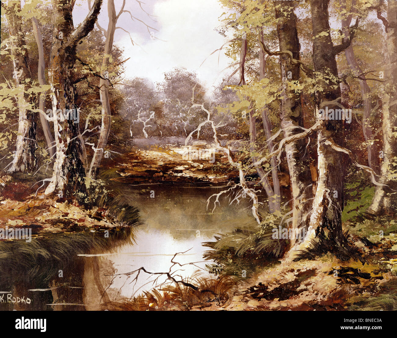 Ruisseau en bois isolée par Konstantin Rodko (1908-1995) Banque D'Images