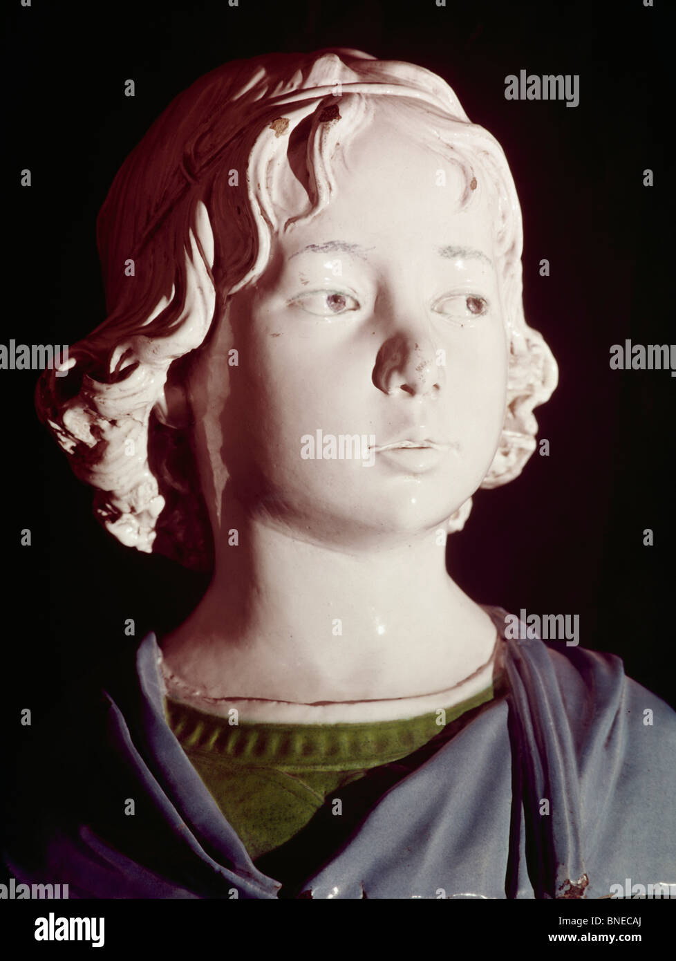 Buste de garçon par Andrea Della Robbia, terre cuite vernissée, (1435-1525) Banque D'Images