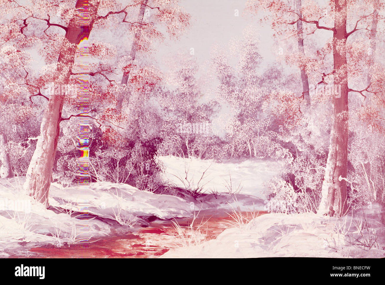 Le bois en hiver, par Eric Neuhold, 20e siècle Banque D'Images