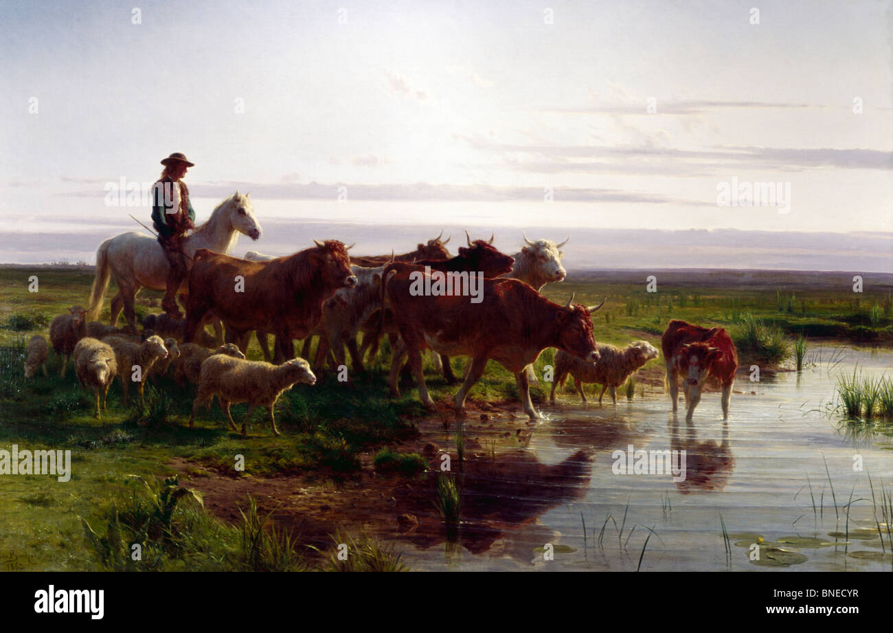 Retour de l'Alpage, Bonheur, Rosa (1822-1899/français) Banque D'Images