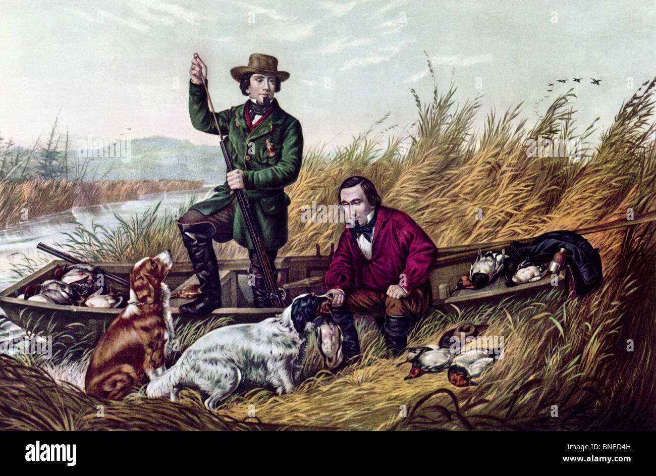 Tir de canards sauvages par Currier & Ives, (1834-1907) Banque D'Images