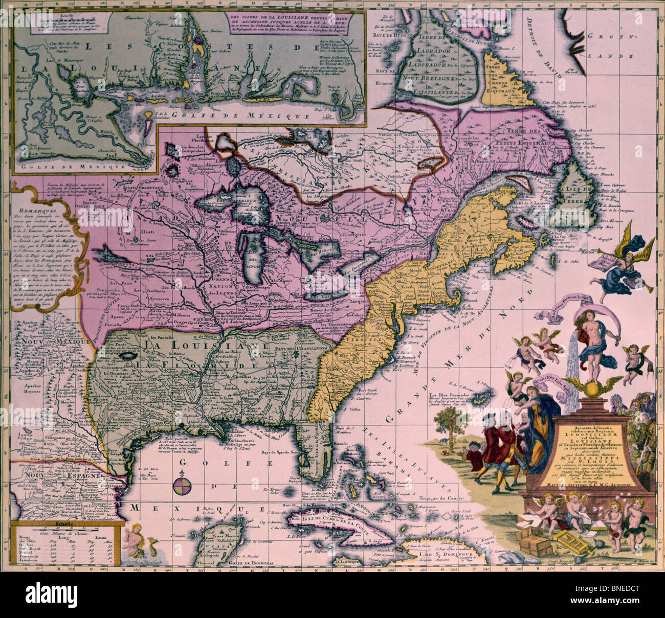 Amérique du Nord, la carte, vers 1735 Banque D'Images