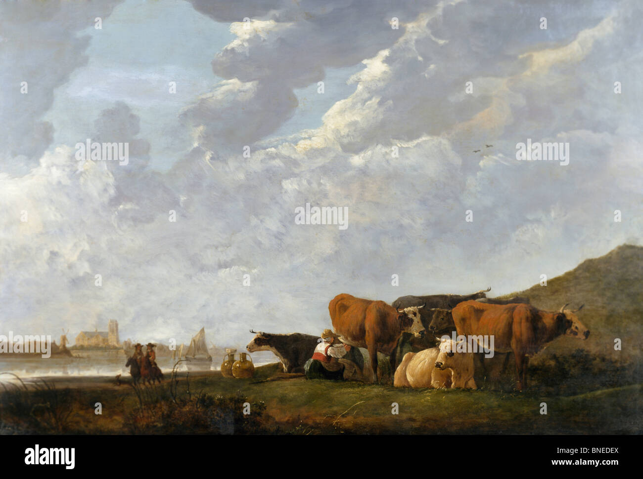 Rivière Paysage près de Dordrecht, Cuyp, Aelbert (1620-1691/néerlandais) Banque D'Images