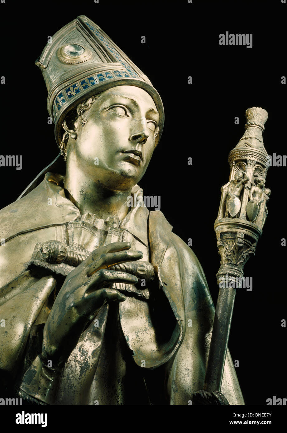 Détail de Saint Louis de Toulouse par Donatello, (vers 1386-1466), l'Italie, Florence, la Basilique de Santa Croce Banque D'Images
