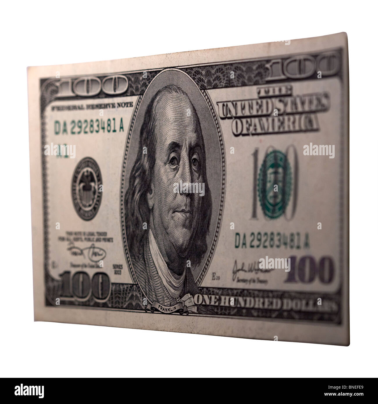 Cut Out. Avant d'un raccourci de 100 dollars US Banque D'Images