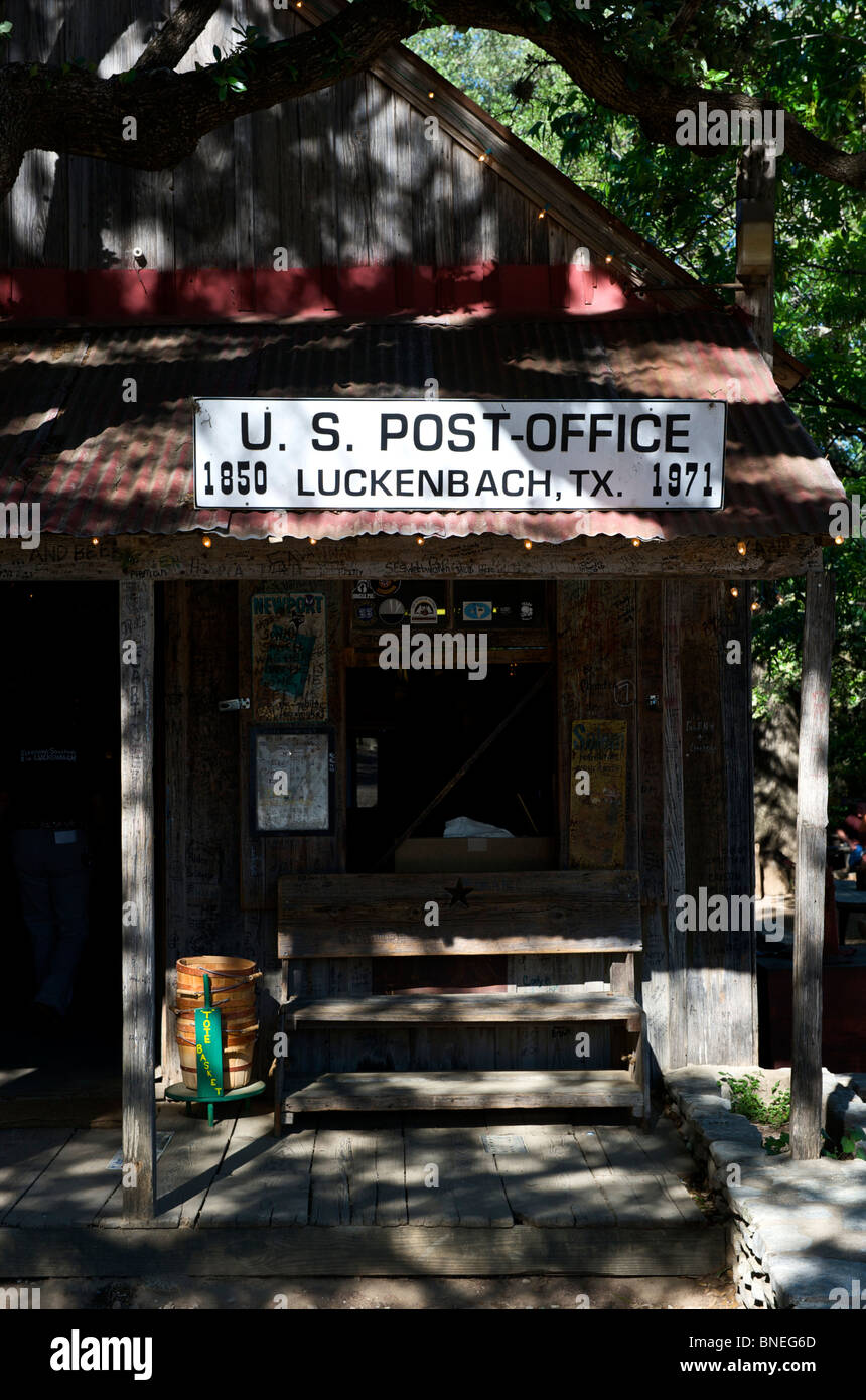 Luckenbach poste historique- bureau, hill country, Texas, États-Unis Banque D'Images