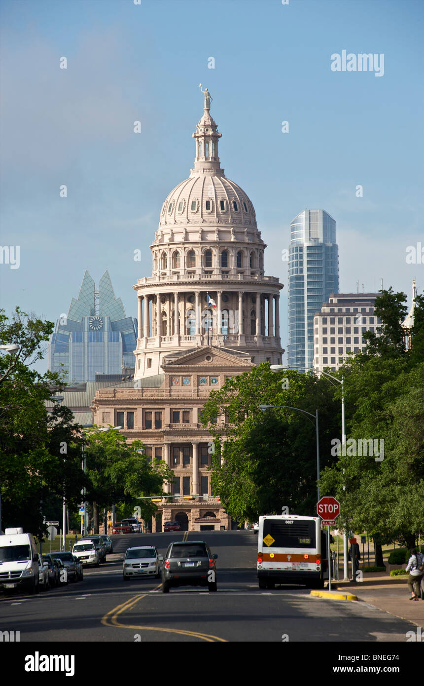 Vue sur Cityscape Capitol Building à Austin, Texas, États-Unis Banque D'Images
