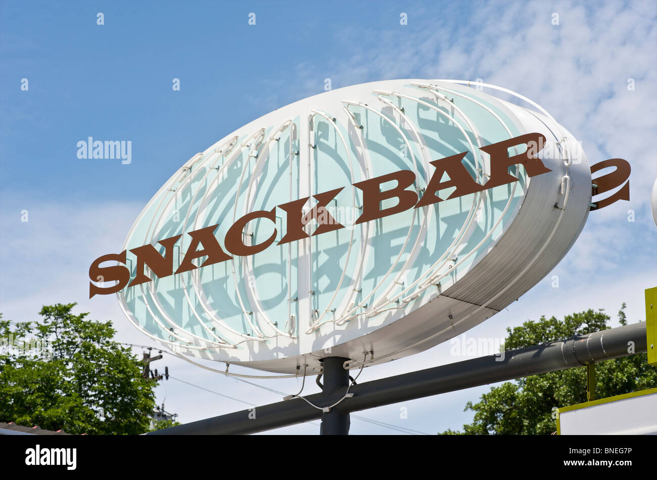 Snack-bar Neon Sign, Austin, Texas, USA Banque D'Images