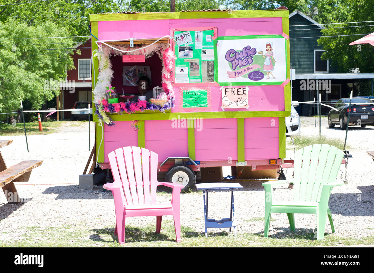 La vente de tartes un petit trailer Austin, Texas, États-Unis Banque D'Images