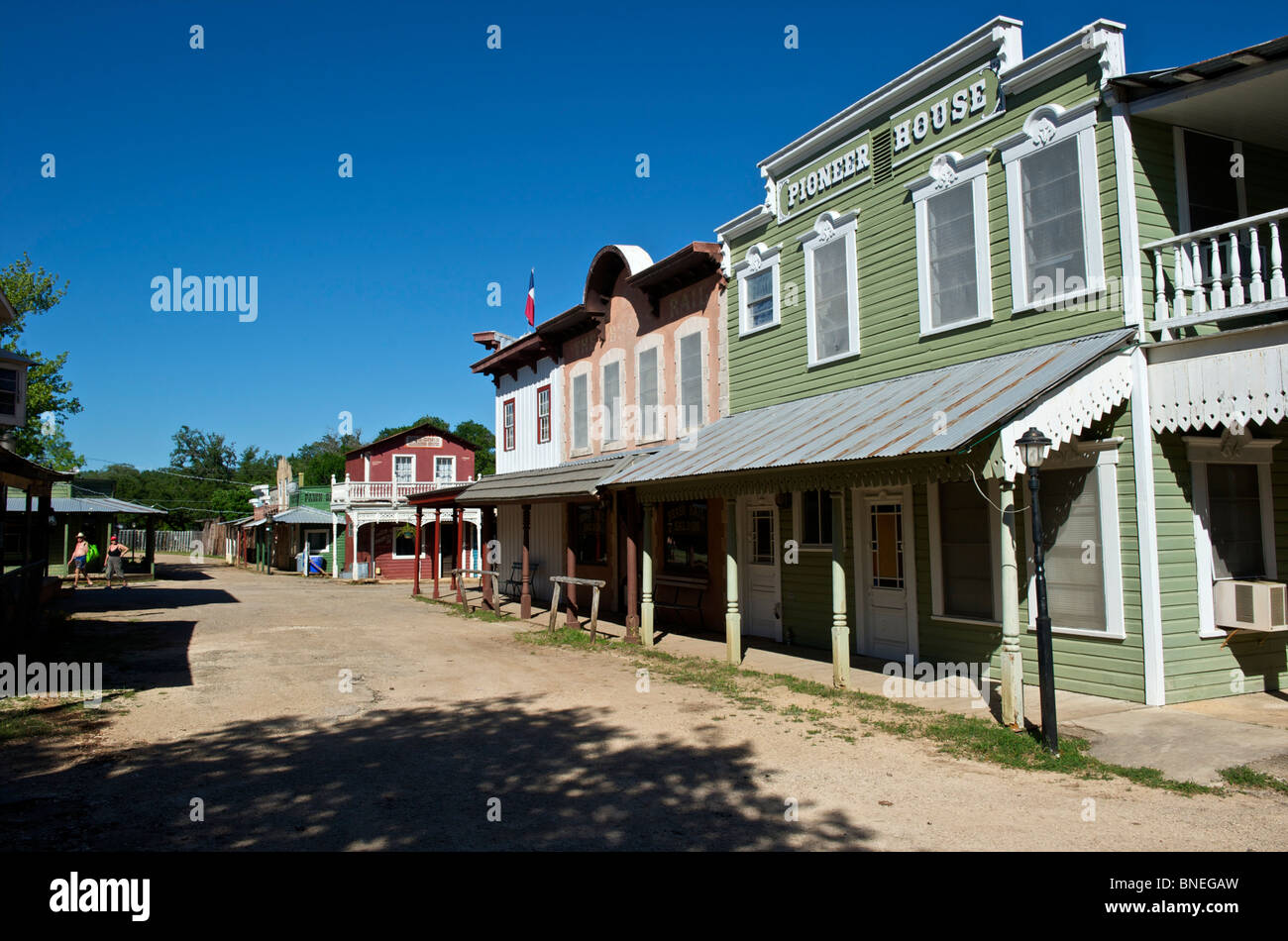 Vieille ville de l'Ouest sauvage de l'ouest ville pionnière, Texas, États-Unis Banque D'Images