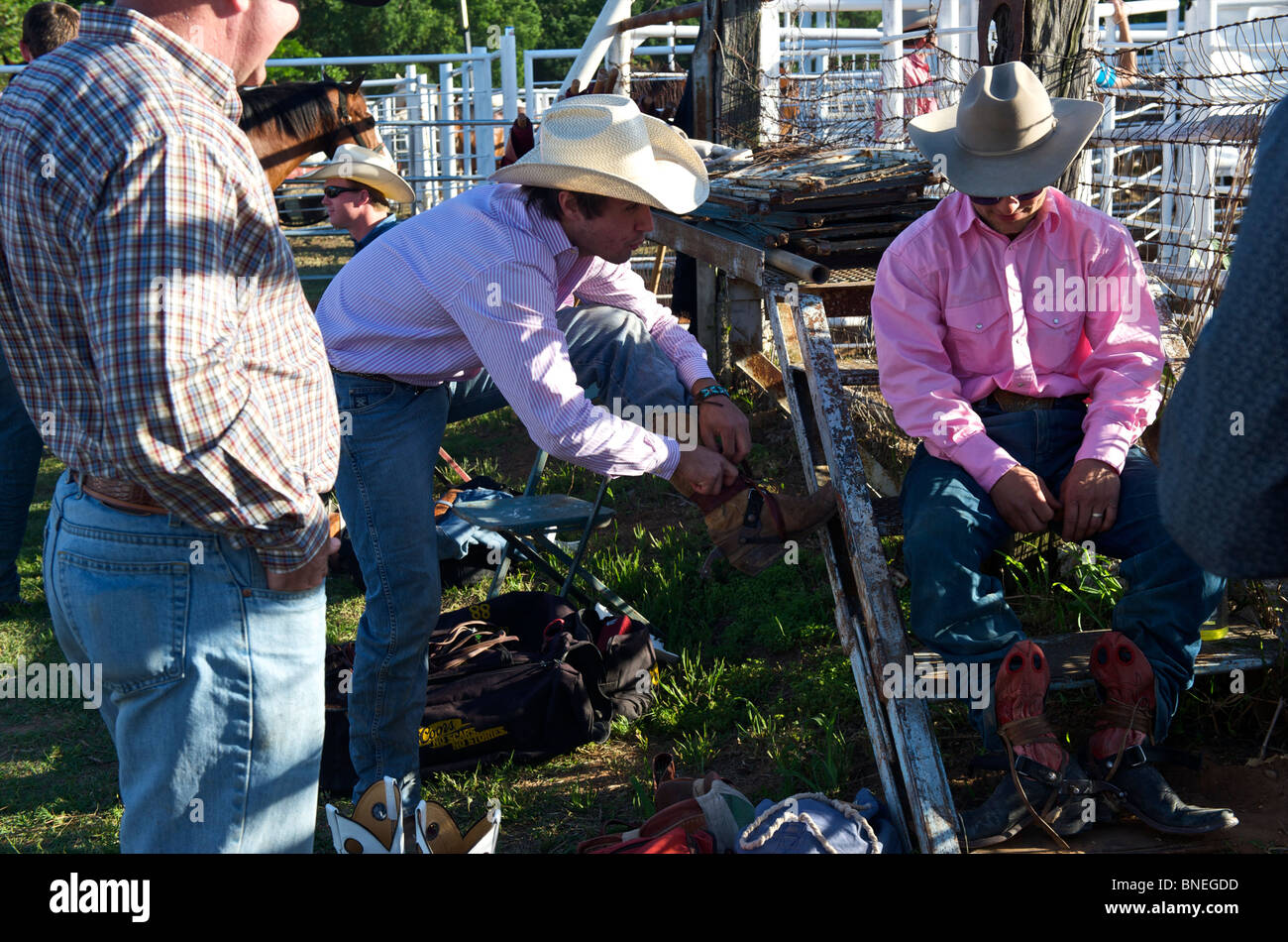 Les membres de l'érythroblastopénie Rodeo Cowboy cas de Bridgeport, Connecticut, USA Banque D'Images