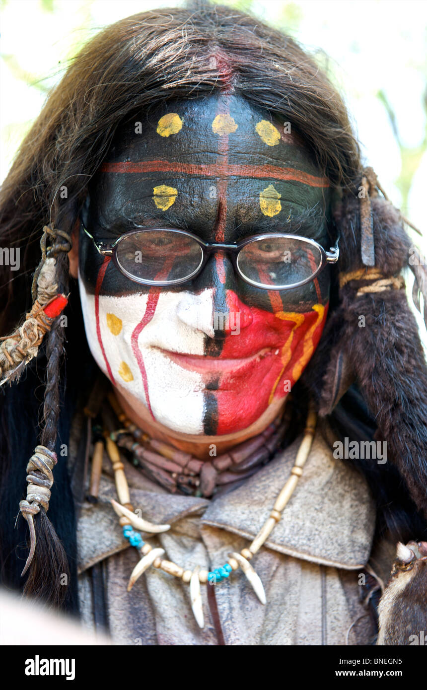Portrait d'un Amérindien avec des lunettes dans le Texas, USA Banque D'Images