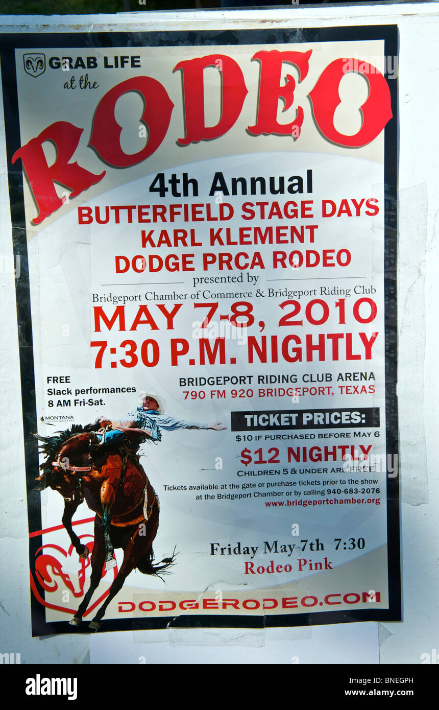 PRCA Rodeo poster, une petite ville de Bridgeport, Connecticut, USA Banque D'Images