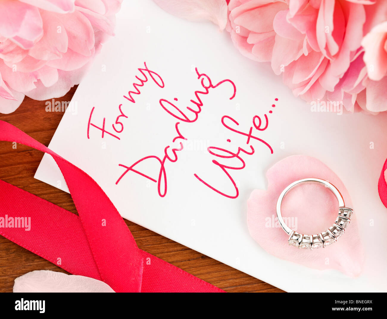 Carte de Vœux romantique pour votre femme Banque D'Images