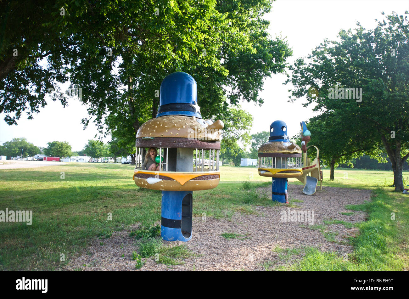 Aire de camping ressemblant à fast food restaurant au Texas, l'Amérique, USA Banque D'Images