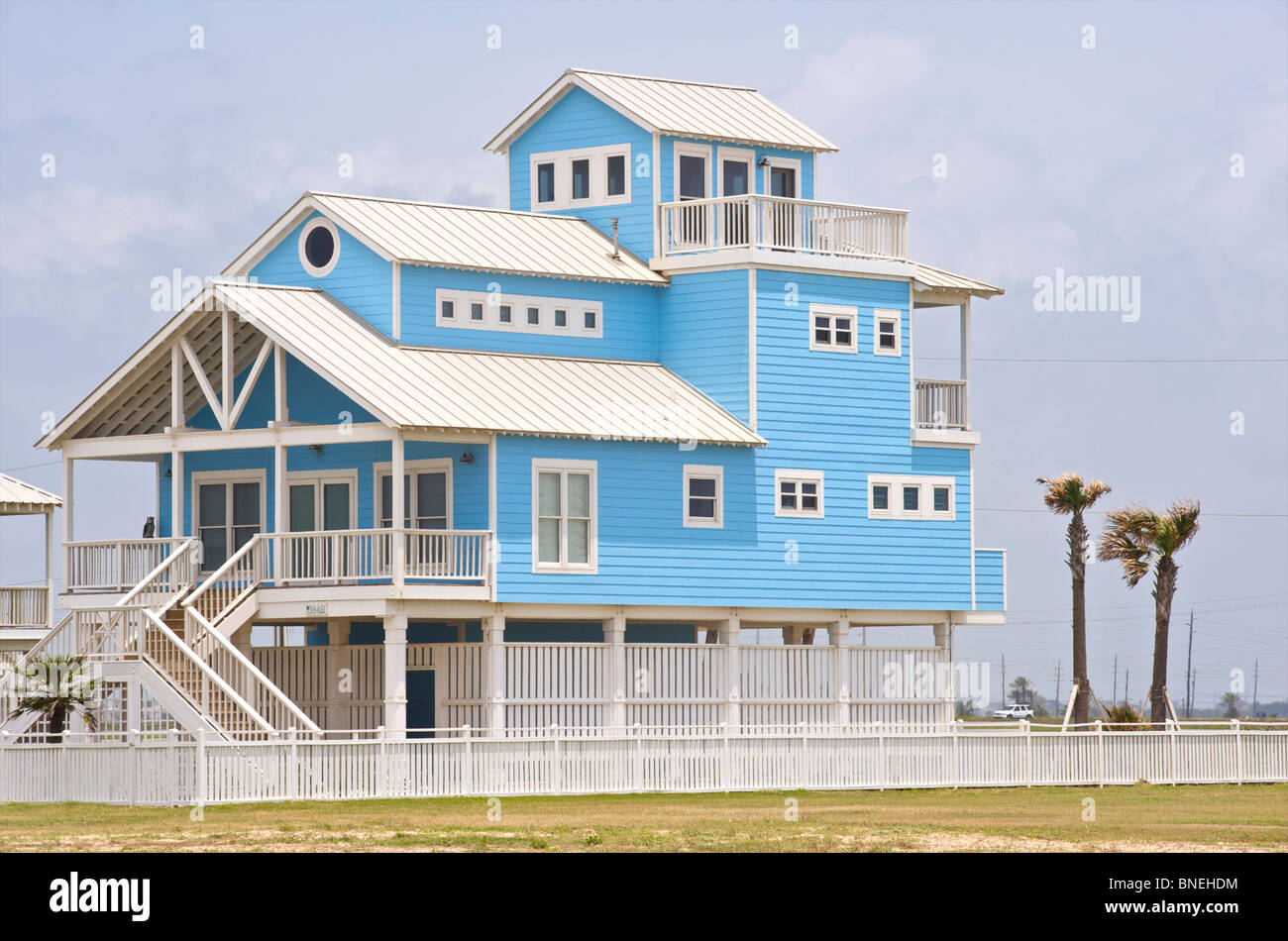 L'architecture typique de maisons en Galveston, Texas, North Texas, USA Banque D'Images