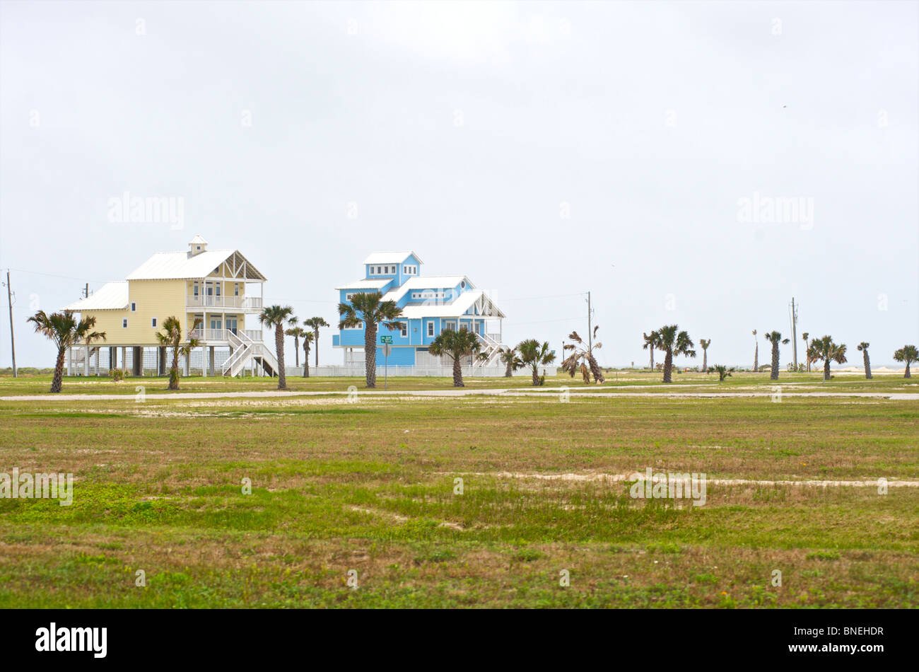 L'architecture typique de maisons en Galveston, Texas, États-Unis Banque D'Images