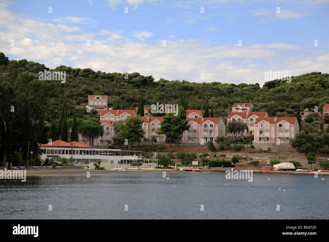 Hotel Villas Kolocep Donje Celo harbour, Kolocep, Dalmatie du Sud Croatie une des îles Élaphites près de Dubrovnik Banque D'Images
