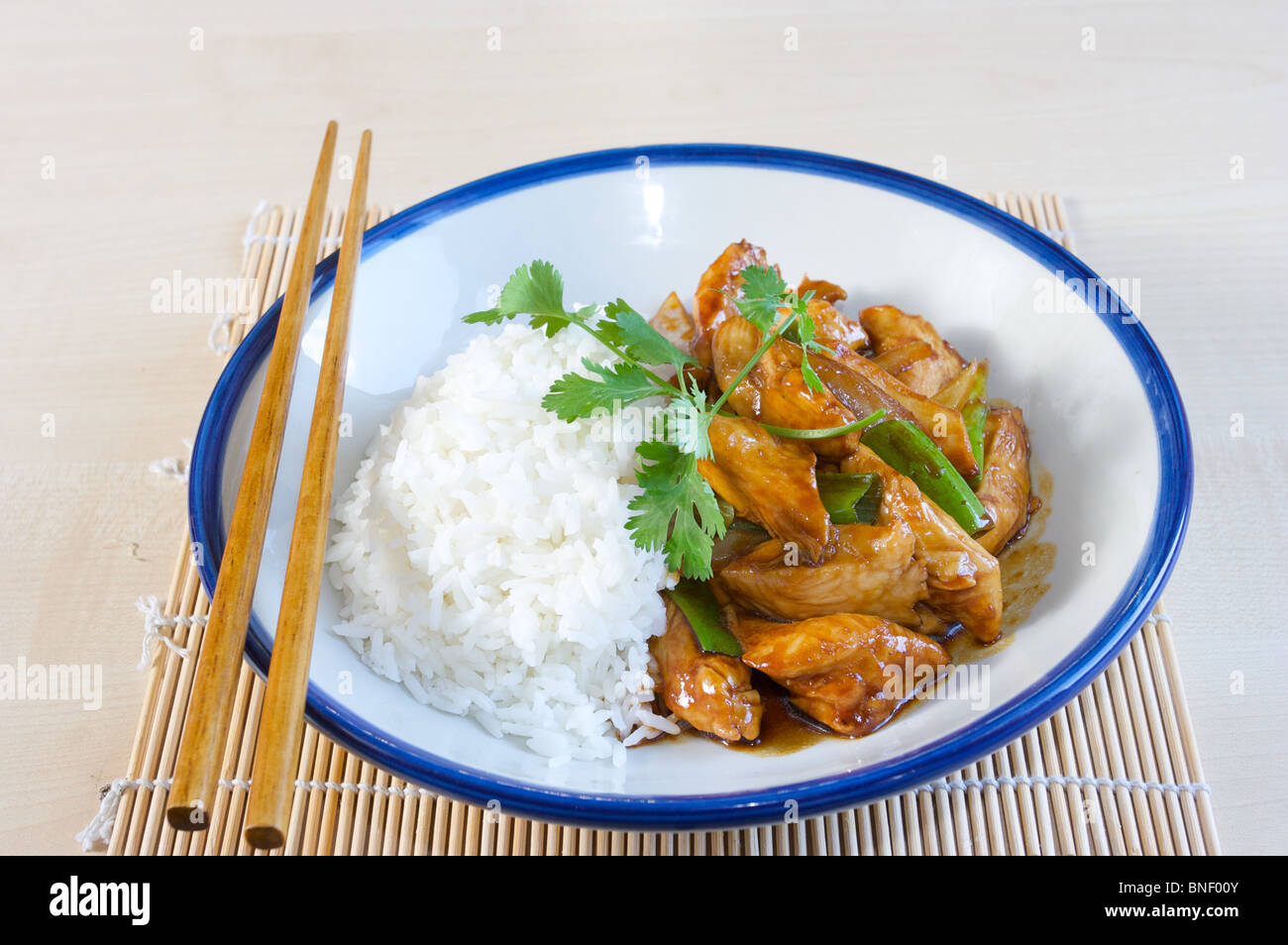 Cuisine asiatique riz poulet thai food chinese food Banque D'Images