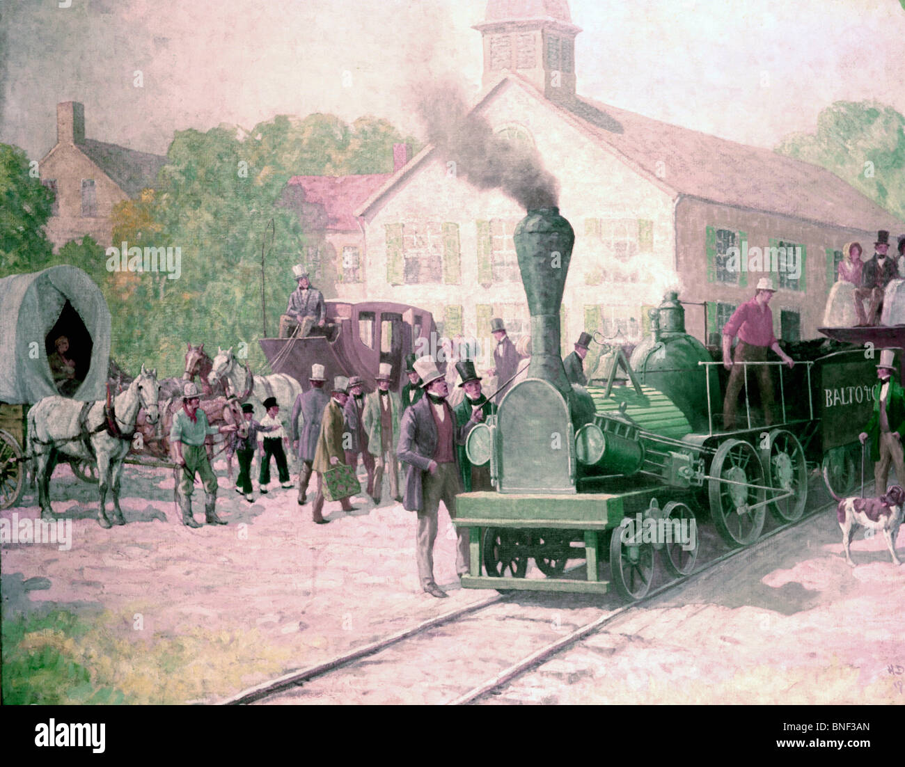 Le cheval de fer envahit une ville, par Herbert D. Stitt, 1839 Banque D'Images