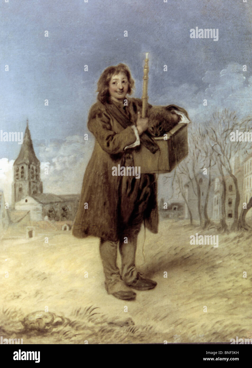 Avec une marmotte savoyarde par Jean-Antoine WATTEAU, 1709, 1684-1721 Banque D'Images
