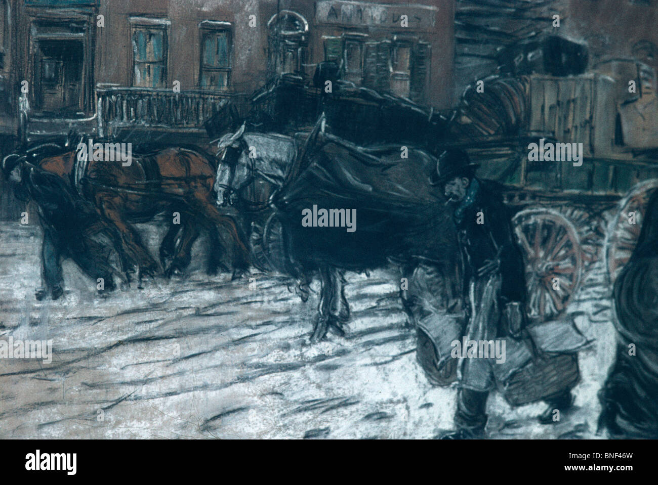 L'hiver sur la 21e Rue par Everett Shinn, (1873/76-1953) Banque D'Images