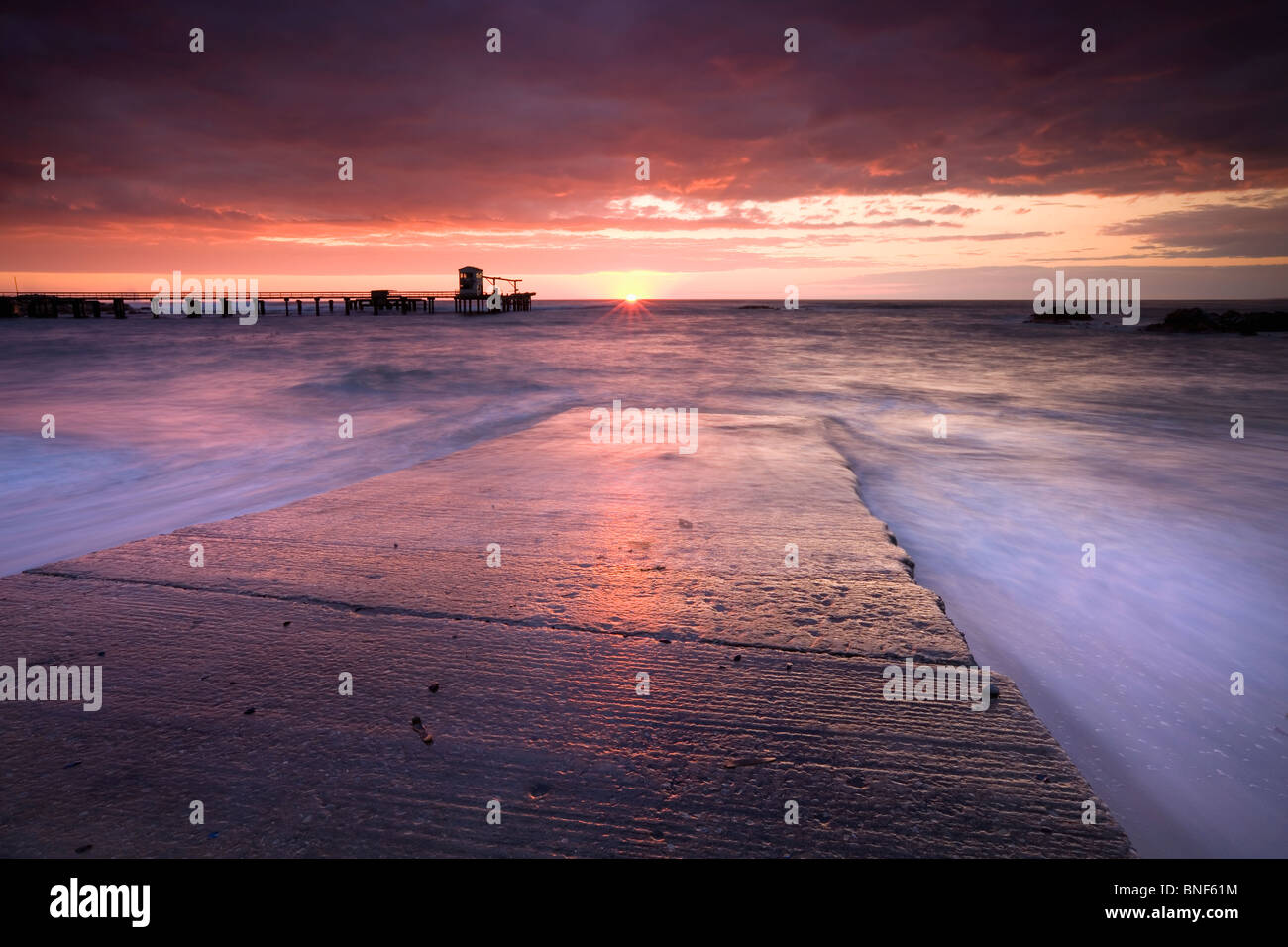 Vieux port de pêche au coucher du soleil, Doring, Province de Western Cape Bay, Afrique du Sud Banque D'Images