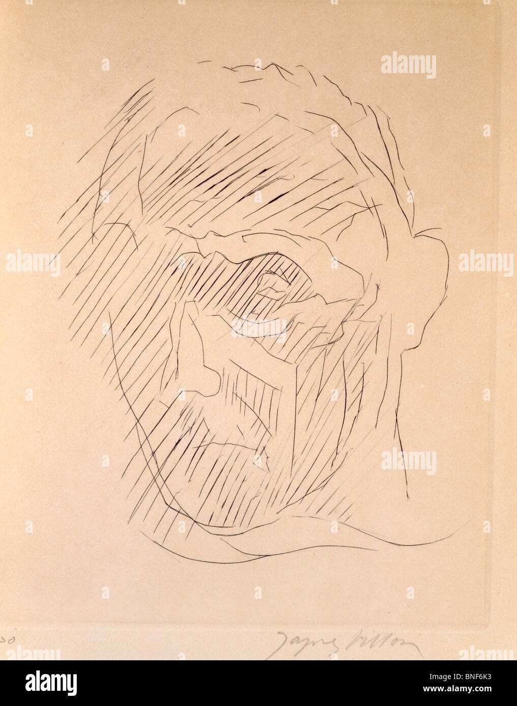 Portrait d'un homme par Jacques Villon, dessin, (1875-1963 ) Banque D'Images