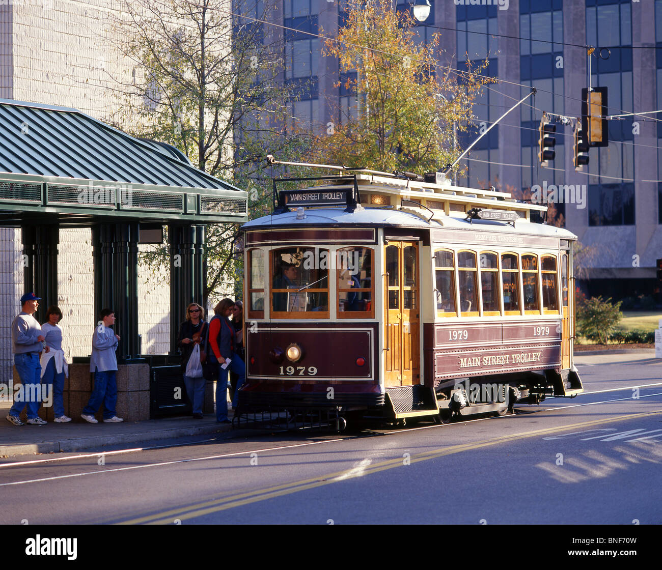 Tramway sur la rue Main, Memphis, Tennessee, United States of America Banque D'Images