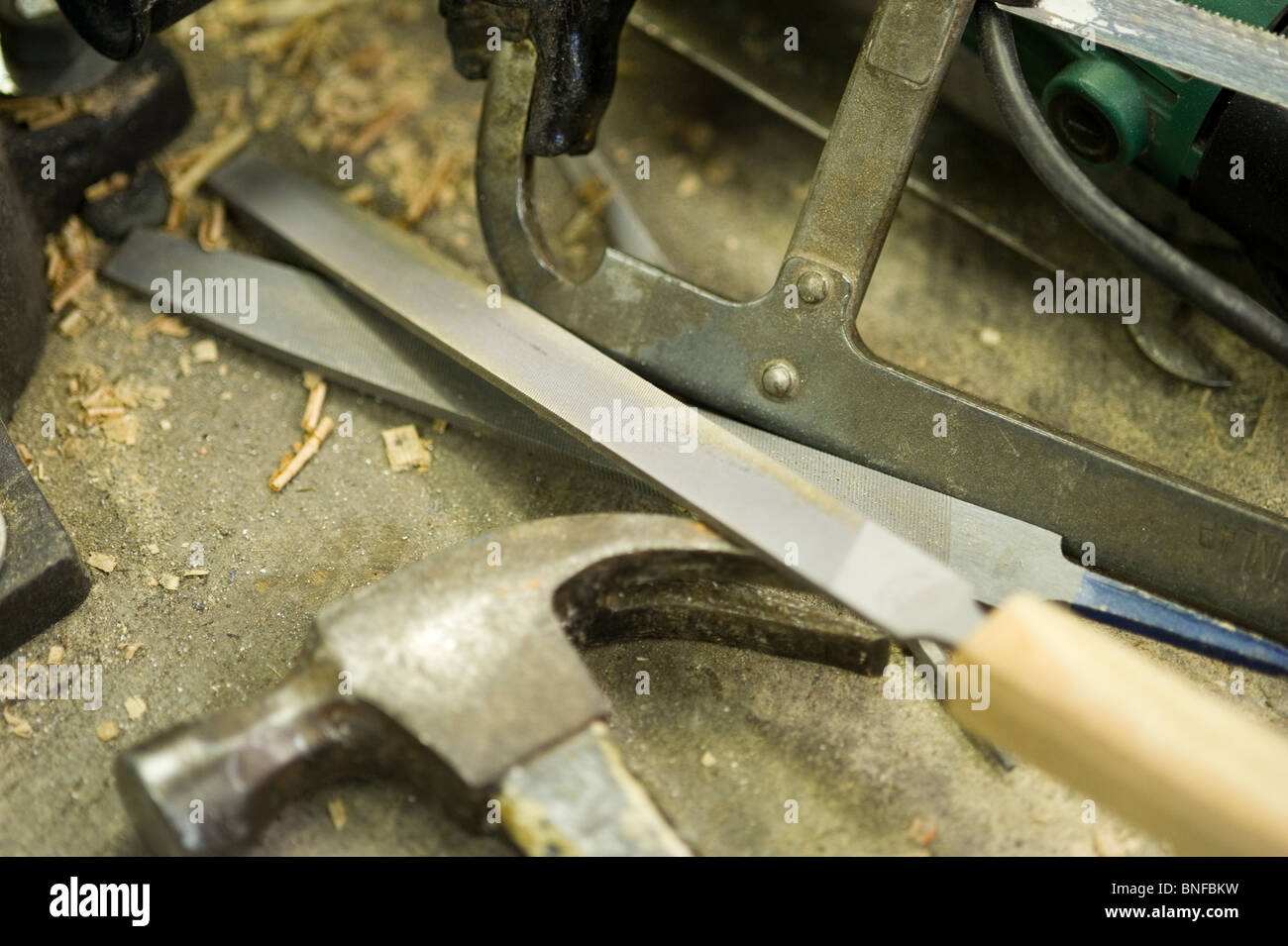 Outils pour la construction de bateau de bois à Cambridge, MD Banque D'Images