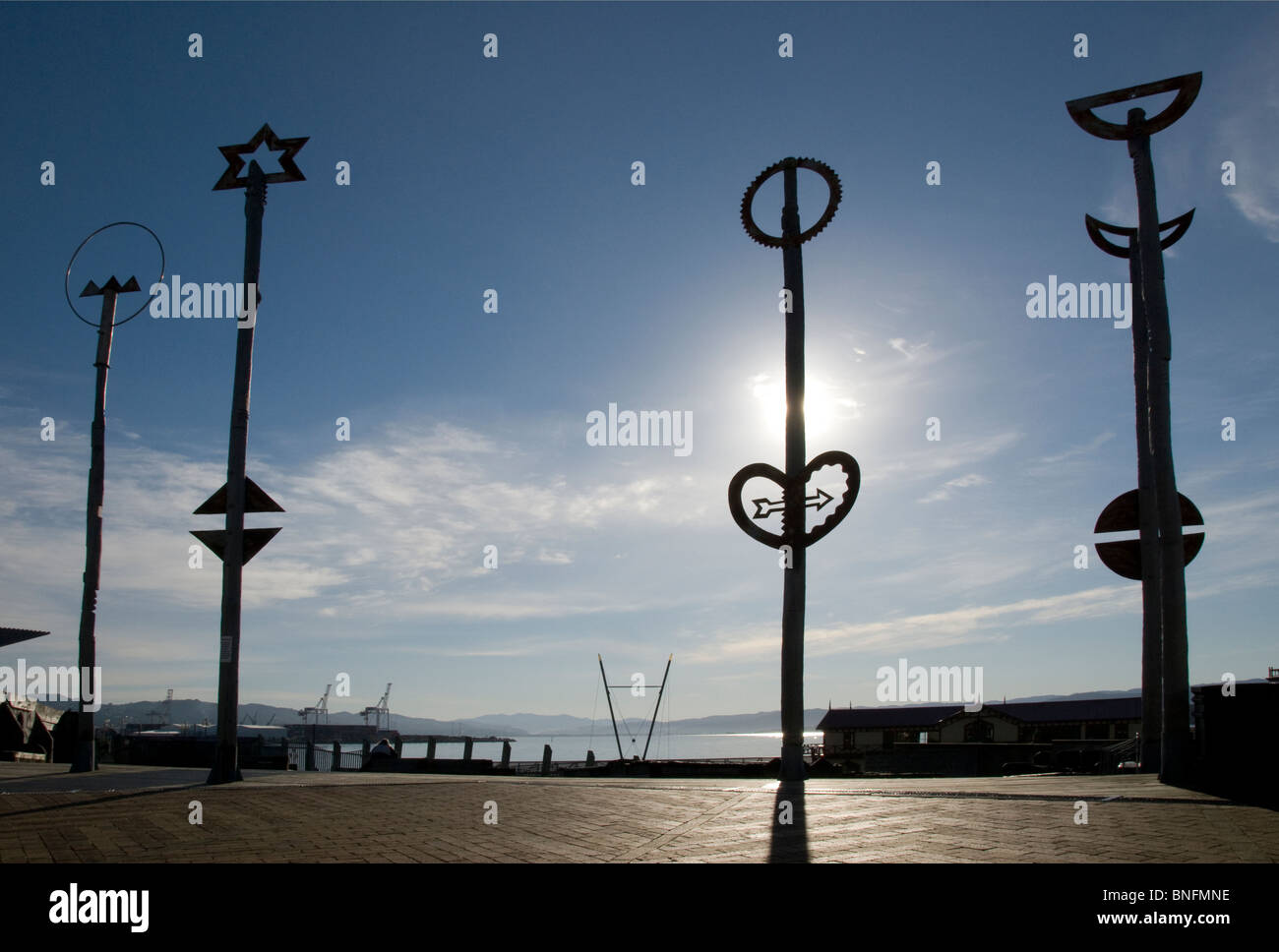 Oeuvres d'art sur "la ville à la mer' bridge, Wellington, Île du Nord, Nouvelle-Zélande Banque D'Images