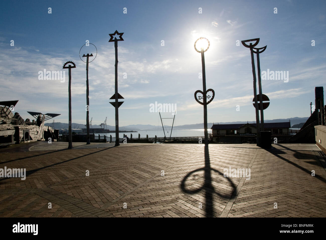 Oeuvres d'art sur "la ville à la mer' bridge, Wellington, Île du Nord, Nouvelle-Zélande Banque D'Images