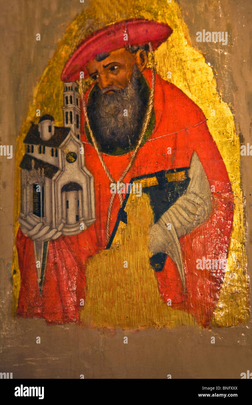 Saint Jérôme, peinture sur bois, Croatie, Dalmatie, Dubrovnik, Palais du recteur Banque D'Images