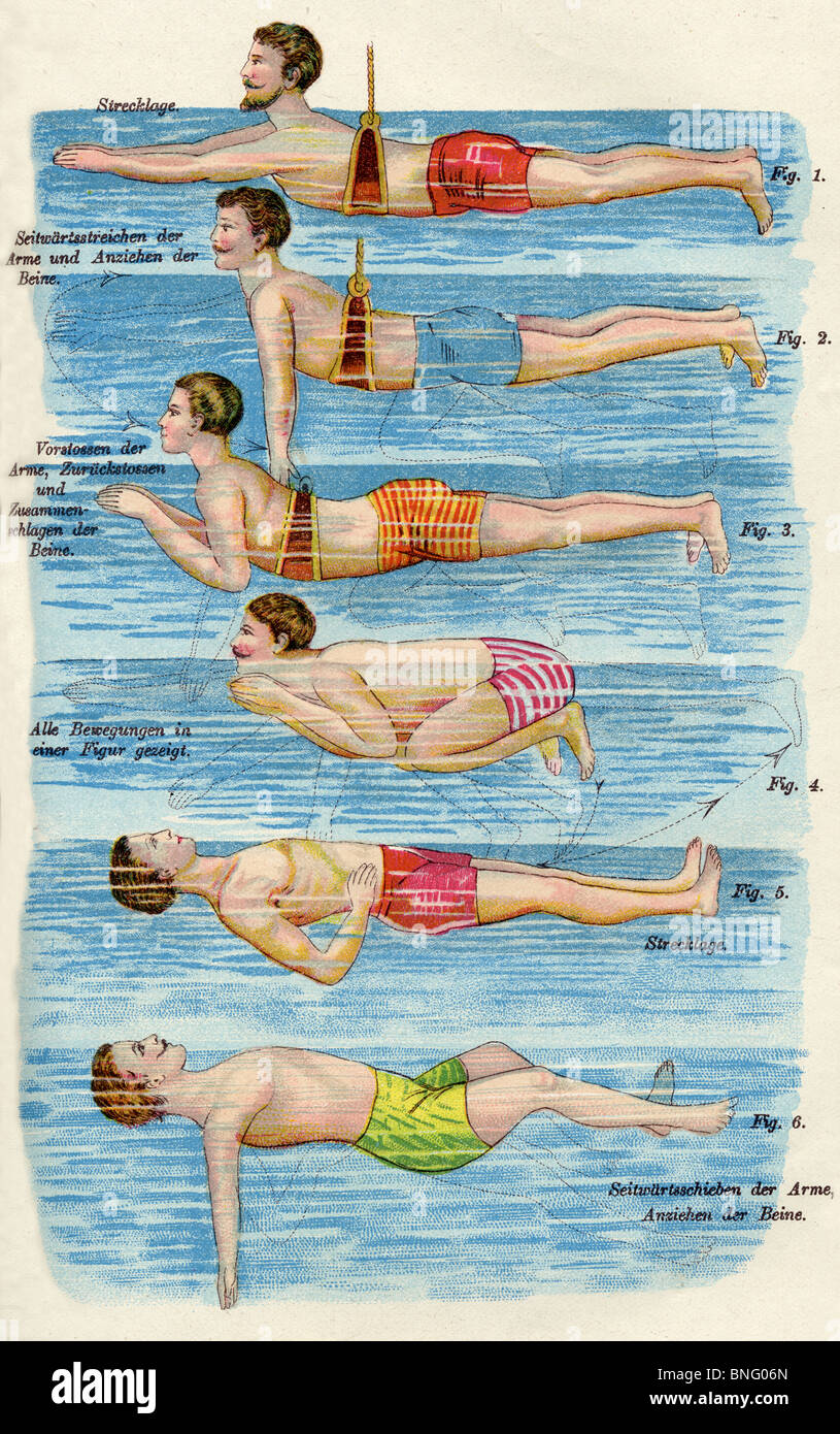Apprendre à nager vers 1900 Banque D'Images